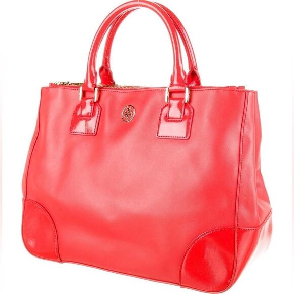 Tory Burch Handbags - Tory Burch RED Robinson Double Zip Tote with cross body EUC